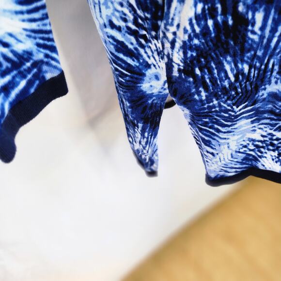 Lands End Women's Blue Tie Dye Open Front Long Sleeve Cardigan Sweater M/Tall - Picture 7 of 14